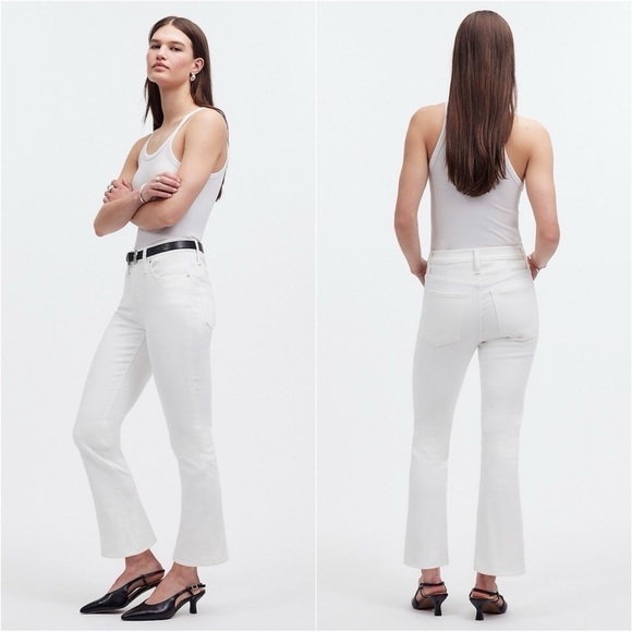 Madewell Jeans Petite Kick Out Crop Mid-Rise Stretch Pure White 31P NWT New - Picture 2 of 12